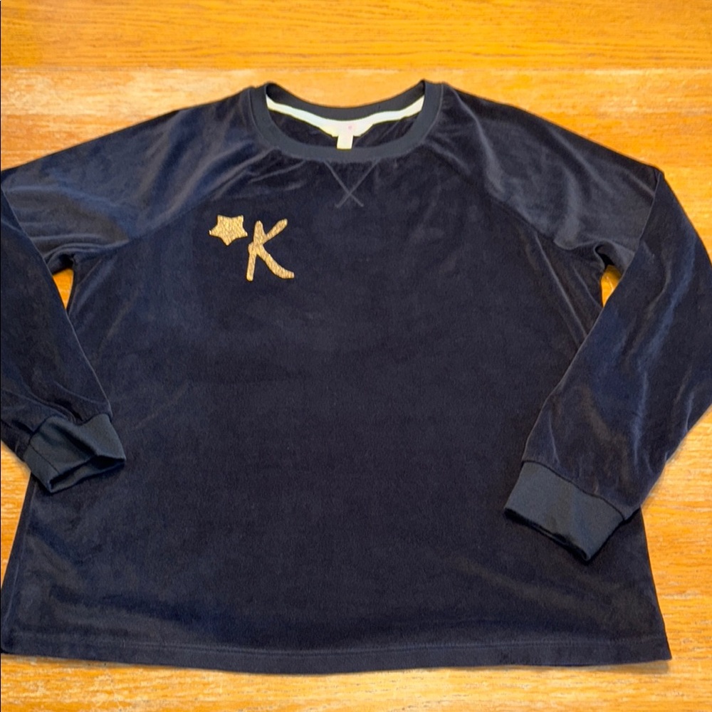 Blue and Gold Embellished Long Sleeve Sweatshirt